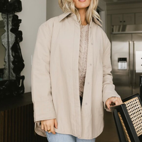 böhme Parker Oversized Nylon Jacket in Taupe - Women's S - Lightweight, Casual - Picture 1 of 14